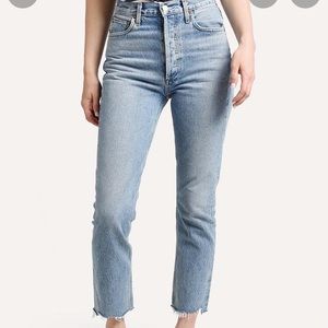 AGOLDE Riley High Rise Straight Crop in Zephyr Size 25